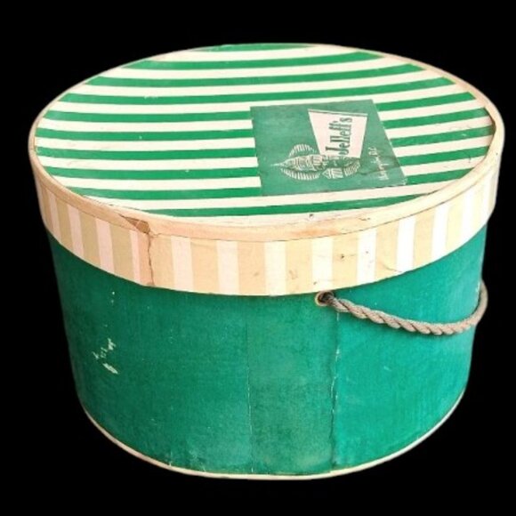 Vintage Jelleff's Washington, DC Cardboard Hat Green & Cream Box - Picture 5 of 11